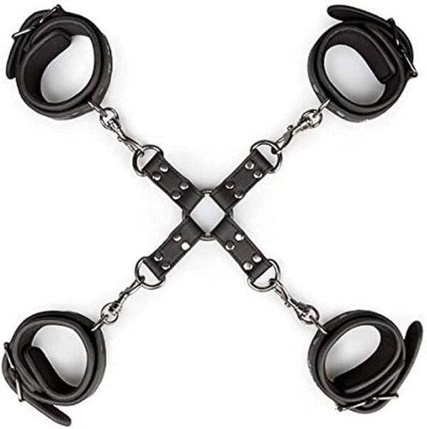 EasyToys Fetish Collection Conjunto de cuatro Esposas y hogtie para BDSM