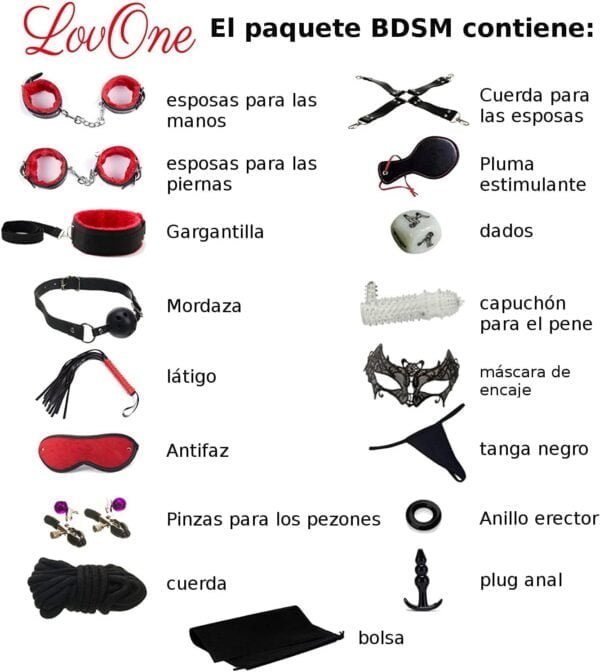 LOVONE Set de esclavitud más grande BDSM con 18 piezas