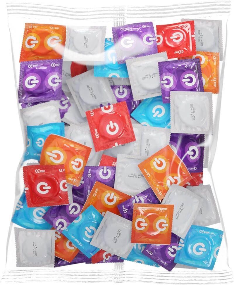 ON) Mix de Condones I 100 unidades I Condones Premium 7 tipos y tamaños con aroma a fresa - plátano - chocolate