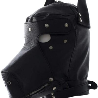 Mascara BDSM Perro Cuero Negra