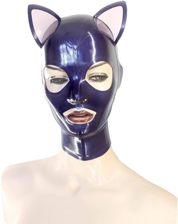 Máscara BDSM de látex de Gato Orejas para Catsuit Party Clubwear