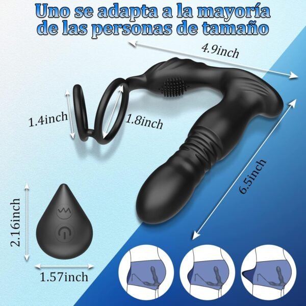 Vibrador Anal Banysin con Anillo para Pene Estimulador de Próstata -10 Modos de Empuje