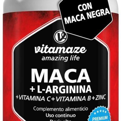 Maca de Alta Concentración 4000 mg en Polvo + L-Arginina + Vitaminas + Zinc, 240 Cápsulas